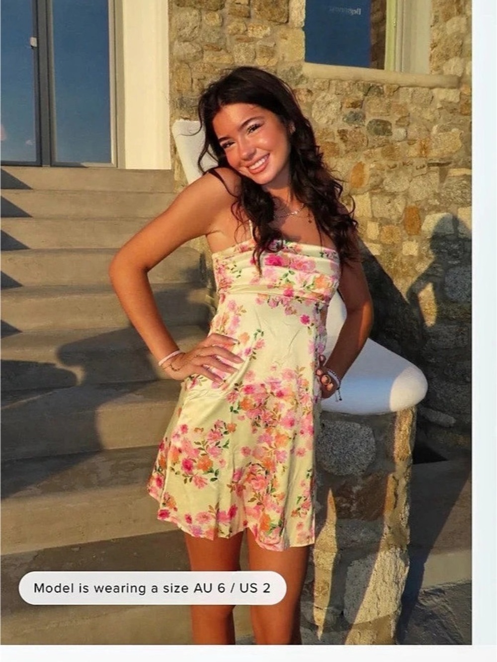 Beginning Boutique Chantell Yellow Bloom Mini Dress Floral Yellow & Pink US 2